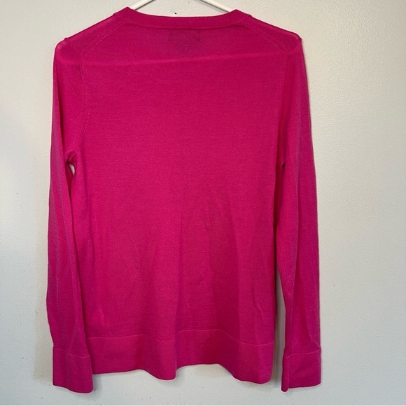 Banana Republic Merino Wool Crew Neck Sweater Pink Barbie Sz M Lightweight - Picture 8 of 8